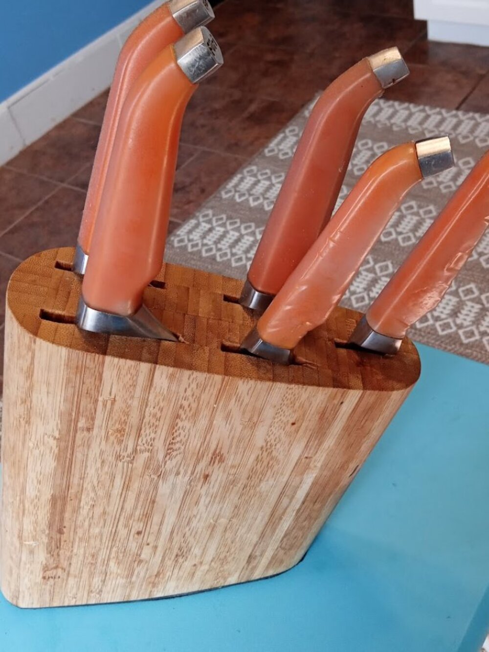 Rachael Ray 6 Pc. Furi Gusto-Grip Hard to Find Line Bamboo Block Orange Grips
